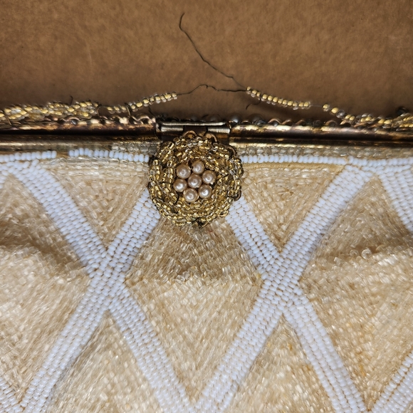 Vtg Ed Robinson 50s Glass Beaded Purse Hand Made in Belgium Evening Bag Clutch - Picture 6 of 14